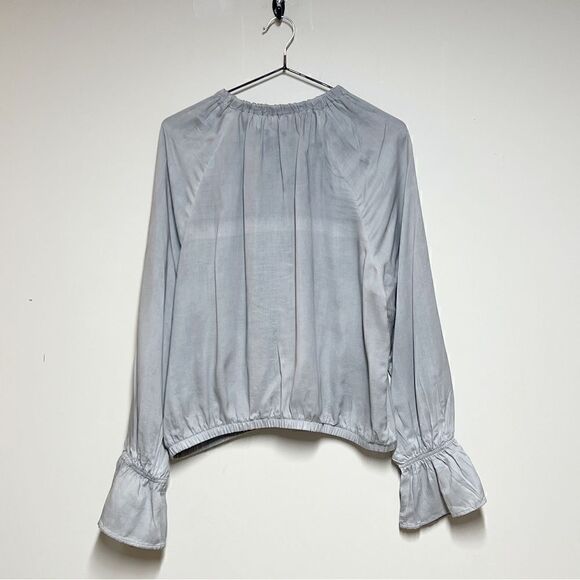 Revolve Bella Dahl Raglan Sleeve Elastic Waist Tencel Top Silver Sconce Sz L - Picture 2 of 5